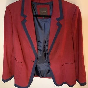 EUC Vintage Limited Burgundy and Navy Blazer with Quarter Sleeves Size M